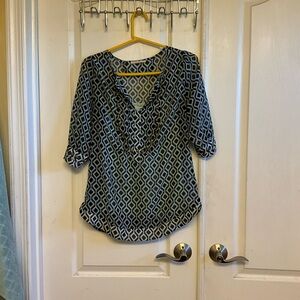 41‎ Hawthorn Blue Fitted Tunic Blouse with Buttoned Sleeves